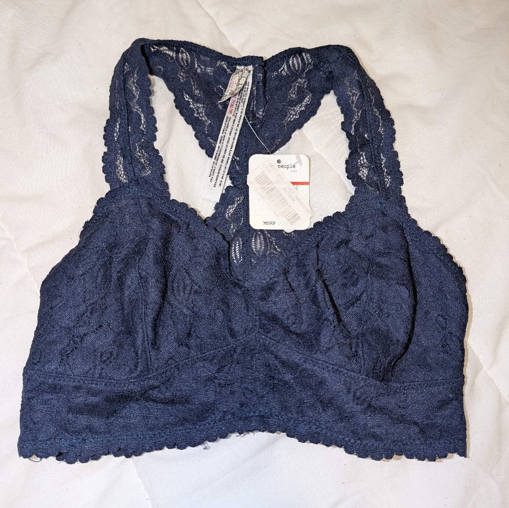 NWT Free People Lace Bralette - Navy FREE w/any Purchase!
